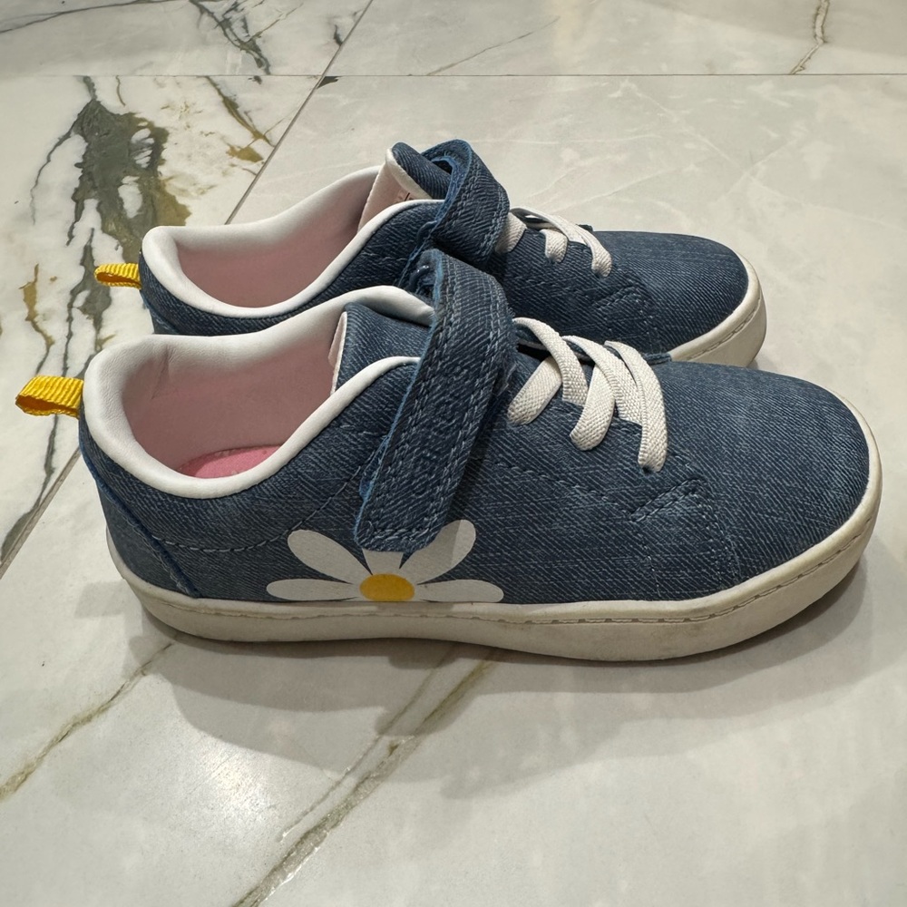 Kids Denim Blue Flower Sneakers